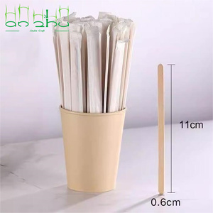 Atacado Personalizado Eco-Friendly Bambu De Madeira Agitador De Café Papel Clássico Envolvido Vara Descartável Amostra Grátis Disponível - Product Image 3