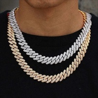 Collier chaîne cubaine en or plaqué 14K 18K avec diamants et moissanite, style hip-hop, pour unisexe, occasion de fête