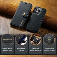 Étui portefeuille détachable de style professionnel pour iPhone 11 12 13 14 15 16 Plus Pro ProMax 16E, coque de téléphone portable en cuir PU