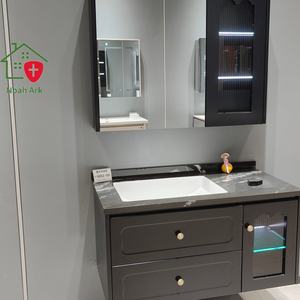 Mueble de Baño Moderno de Lujo con Acabado Lacado en MDF, Color Personalizado, Gabinete con Espejo Inteligente, Espejo con Iluminación LED Táctil - Product Image 3