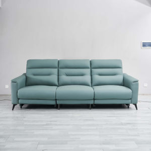 Sofá Reclinable Doble de Cuero Genuino, Moderno, Extensible, con Masaje Eléctrico, 3 Plazas - Product Image 1