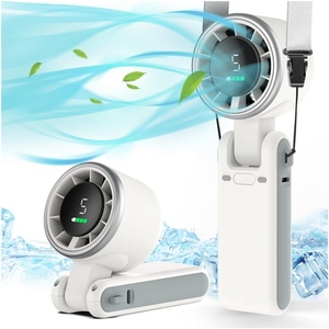 Ventilateur de poche pliable mini turbo avec affichage numérique, 5 niveaux de vitesse du vent, ventilateur de bureau portable, lumière, extérieur, hôtel, voyage, maison - Product Image 3