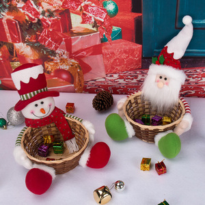 Canasta de Dulces Navideña en Oferta, Canasta de Papá Noel y Muñeco de Nieve, Adorno de Mesa, Decoración Navideña - Product Image 2
