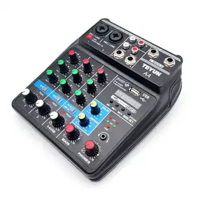 4 Kanalen Geluid Console Apparatuur Audio Dj Mixer/4 Kanaals Video Mixer/Karaoke Live 4 Kanaals Mixing Console met Geluidskaart