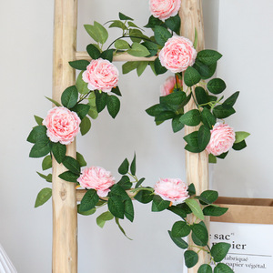 Artificial Rose Vines Silk Flower Green <b>Leaves</b> 100cm-200cm Natural Style <b>Decor</b> For Home <b>Wall</b> Hanging - Product Image 1