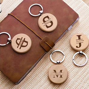 Custom Laser Cut Wooden Keychain with Romeo & Juliet Design