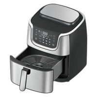 Nouvelle Friteuse à Air Numérique Carrée 7L avec Écran Tactile en Acier Inoxydable, Sans Huile, Facile à Nettoyer, Four à Air Chaud, Appareil de Cuisine