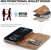 Étui de luxe en cuir PU magnétique avec fentes pour cartes et support pour iPhone 18 17 16 15 14 13 12 11 Pro Max