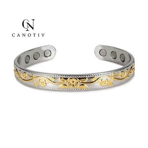 Bracelet en laiton pur plaqué <span class=keywords><strong>or</strong></span>, nouveau, puissant, Bio-santé, thérapie magnétique, en <span class=keywords><strong>cuivre</strong></span> pur - Product Image 3