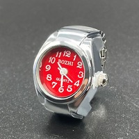 Modernos Anillos de Reloj de Cuarzo Plateados en Miniatura, Unisex, para Regalo de Boda o Fiesta, con Esfera Vibrante y Colorida y Correa Elástica