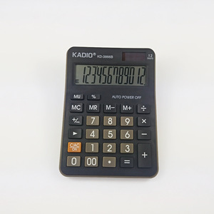 Calculatrice de bureau Kadio KD-3866B à 12 chiffres, alimentation solaire, calculatrice financière de bureau, noire, double alimentation - Product Image 2