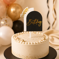 Décoration de gâteau en acrylique Joyeux Anniversaire, personnalisée avec estampage doré, pour fournitures de fête d'anniversaire, vente en gros, qualité alimentaire