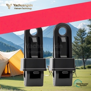 Black Plastic Carabiner <b>Clips</b> for Camping Tent Canopy Windproof Fixing 2-Pack - Product Image 3