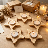 Base de Madera Personalizada para Decoración del Hogar, Portavelas en Forma de Estrella, Base en Forma de Estrella, Adecuada para Bodas y la Vida Diaria