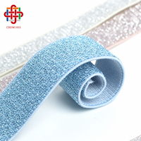 Bande élastique tissée de 1 à 4 cm, dorée et argentée, à paillettes métalliques, pour la couture de vêtements et de ceintures de pantalon