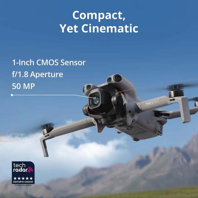 D JI Mini 5 Pro Drone 1-Inch Sensor 50MP Camera Cinematic Flight Portable Filming