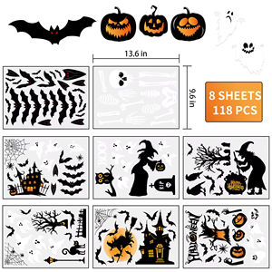Autocollants de fenêtre d'Halloween effrayants et saisissants, grande taille, silhouette de monstre géant, pour décorations de fête de la trousse ou du trépass, parfaites pour les configurations de décoration. - Product Image 4