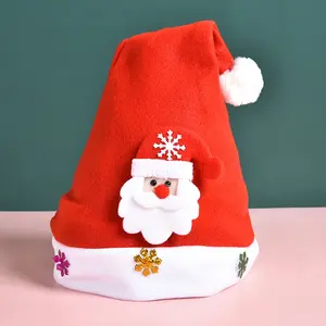 free sample stocks other outdoor christmas decoration supplies kids novelty round mini velvet Christmas hats with leds