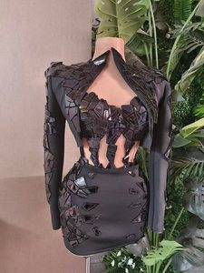 Conjunto Sexy de 3 Piezas con Lentejuelas de Top, Falda y Chaqueta para Mujer, Atuendo de Bailarina para Espectáculo de <span class=keywords><strong>DJ</strong></span>, Actuación en Escenario y Festival, Mini Vestido para Discoteca y Fiesta - Product Image 5