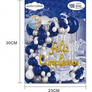 Arche de ballons décorative Laura Serna, 100 pièces, bleu métallique, blanc, argent, décoration de fête pour l'anniversaire des enfants - Product Image 2