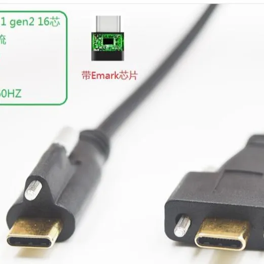 Elbow USB 3.1 Data Cable Top Angle Type-c USB Cable female cable cord with locking screw