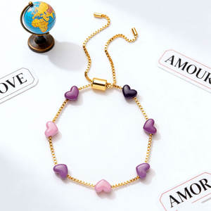 Pulsera y Brazalete de Acero Inoxidable 316L Resistente al Agua y al Deslustre, Chapado en Oro de 14K y 18K, con Corazón, para Chicas - Product Image 3