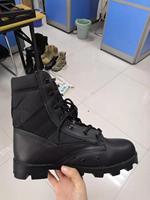 Sepatu Hiking Taktis Murah Warna Hitam Kulit Gurun Model Tali Sepatu Sol Karet Gaya Jungle Boot untuk Pria