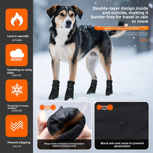 Chaussures imperméables antidérapantes pour chiens de taille moyenne et grande, bottes pour animaux de compagnie doublées de polaire chaude, protection réfléchissante pour les <span class=keywords><strong>pattes</strong></span> contre la pluie et la <span class=keywords><strong>neige</strong></span> - Product Image 1