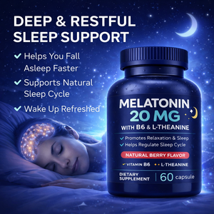 Capsules de mélatonine 20MG pour le sommeil avec vitamine B6 et <span class=keywords><strong>L</strong></span>-théanine – Formule de repos profond – Complément alimentaire pour adultes - Product Image 5