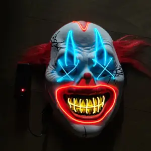 ईएल तार चमक भूत मुखौटा हेलोवीन डरावना Cosplay बहाना पार्टी के लिए एलईडी चमकती प्रकाश मुखौटा चमकदार मुखौटा का नेतृत्व किया