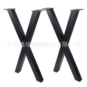 Wrought Iron Cross Design Table Leg Support <b>Frame</b> <b>Black</b> Carbon Steel Industrial Office Desk Coffee Table Hardware Heavy Duty - Product Image 2