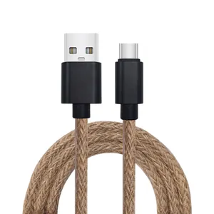 Environmental New Wholesale High Speed 3A USB A Hemp/Flax/Jute Braided Cable Fast Charge Cable USB Data Charging