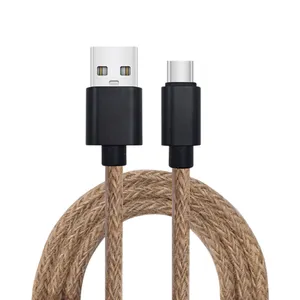 Ambiental nuevo al por mayor de alta velocidad 3A USB A cáñamo/Lino/yute Cable trenzado Cable de carga rápida USB carga de datos