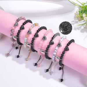 Bracelet magnétique romantique coeur d'amour en pierre naturelle Couple Projection en forme de coeur 100 langues Bracelet longue Distance pour cadeau - Product Image 5