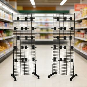 Support d'affichage en métal portable avec crochets, pour collations, bijoux, petits produits, étagère au sol pour magasin de détail, marché, stand éphémère - Product Image 1