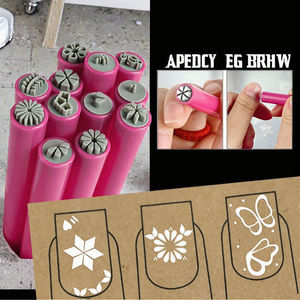 Juego de 15 unidades de accesorios de herramientas de diseño de manicura, juego de bolígrafos de sellos para decoración de uñas DIY con patrones surtidos hechos de silicona - Product Image 3