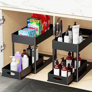 New Multifunctional Sliding Cabinet <strong>Basket</strong> Counter Storage Organiser Bathroom Countertop <strong>Shelf</strong> Kitchen Sliding Cabinet <strong>Basket</strong> - Product Image 2