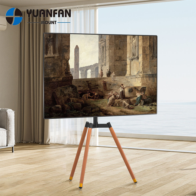 ML3 32"-65" 40kg Living Room Artistic TV Mount Stand Wood Modern Exhibition TV Floor Stand Mount with Three Legs