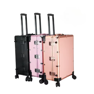 Station de maquillage LED 21/24 pouces, valise de rangement pour maquillage, trousse de transport cosmétique, kit cils et cheveux, valise fonction trolley avec miroir et boîte à musique - Product Image 3