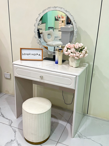 Modern Standing <b>Vanity</b> <b>Table</b> with <b>Mirror</b> Makeup Desk White MDF Storage Bedroom Furniture - Product Image 3