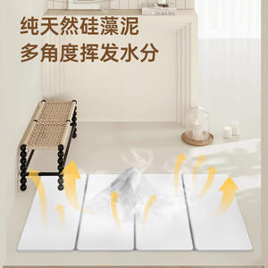 Alfombra de Baño Plegable de Tierra de Diatomeas, 4 Piezas, Rectangular, Blanca, Resistente a las Manchas, Absorbente, para Baño, Sala de Estar, Dormitorio - Product Image 2