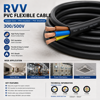 Câble d'alimentation industriel RVV en PVC à âme en cuivre toronné 300/500V 12/14 AWG pour câblage de bâtiment, chauffage aérien et automobile, indice de protection IP67