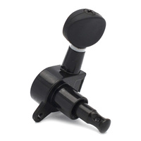 Tombol Cekung Oval Kecil Tuner Senar Roda Gigi Tertutup Pasak Penyetel Kunci Mesin untuk Ukulele Hitam/Krom