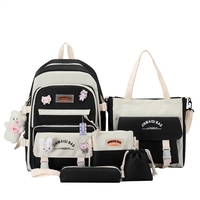 Conjunto de Mochila Oxford Impermeable Personalizada de 5 Piezas, Gran Capacidad, Escolar, Unisex, para Adolescentes, Linda Mochila Estudiantil con Forro de Algodón