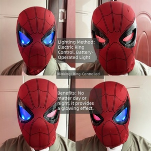 Máscara de Spider-Man de Plástico con Ojos Eléctricos Móviles y Luminosos, Casco de Juguete Educativo para Halloween, DIY, Cosplay - Product Image 1