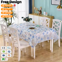 Nappe de table rectangulaire ou ronde en vinyle non tissé PEVA résistant à l'huile, impression personnalisée, avec dos en flanelle pour l'intérieur
