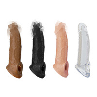 Juguete Sexual para Adultos, Transparente, Grueso, Ampliado, para Hombres, de Gel Suave, Ecológico, Portátil, Extensible, con Dientes de Lobo