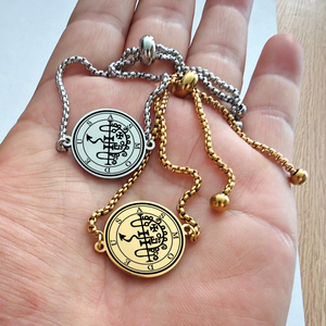 Llave Menor de Salomón, Sello de Asmodeus, <span class=keywords><strong>Ars</strong></span> <span class=keywords><strong>Goetia</strong></span>, Amuleto, Talismán, Joyería, Grabado Láser, Colgante de Acero Inoxidable, Pulsera - Product Image 6