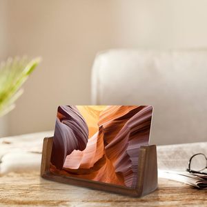 Wholesale Custom Tabletop Display U-Shape 4x6inch Picture Solid <b>Acrylic</b> Wood Photo <b>Frame</b> With Wooden Base - Product Image 6