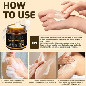 Baume au suif de bœuf biologique nourri à l'herbe et au miel avec vitamine E <span class=keywords><strong>pour</strong></span> le visage et le corps – Crème hydratante et nourrissante <span class=keywords><strong>pour</strong></span> tous types de peau - Product Image 4